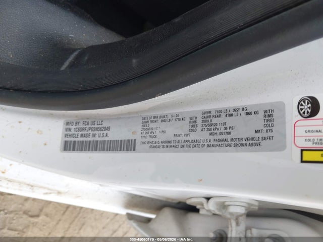 Aukcja sprzedaży 2025 Ram 1500 Laramie  4x4 5'7 Box, vin: 1C6SRFJP6SN562849, numer aukcji: 45060179