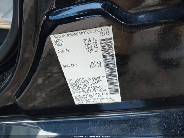 45060183 :رقم المزاد ، 1N4BL4CW6KC145929 vin ، 2019 Nissan Altima 2.5 Sr مزاد بيع