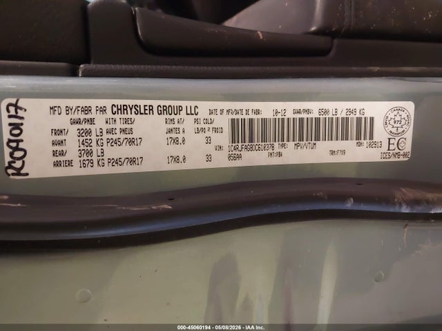 45060194 :رقم المزاد ، 1C4RJFAG8DC610378 vin ، 2013 Jeep Grand Cherokee Laredo مزاد بيع