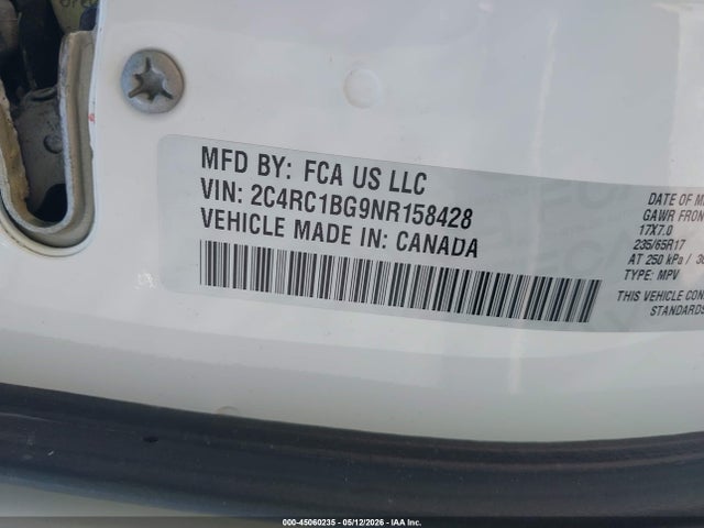 45060235 :رقم المزاد ، 2C4RC1BG9NR158428 vin ، 2022 Chrysler Pacifica Touring L مزاد بيع