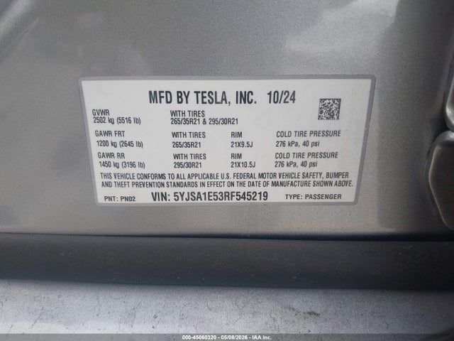Tesla Model S Long Range 2024 5YJSA1E53RF545219 Image 9