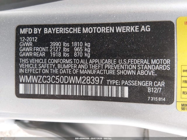 2013 Mini Countryman Cooper S მანქანა იყიდება აუქციონზე, vin: WMWZC3C50DWM28397, აუქციონის ნომერი: 45060358
