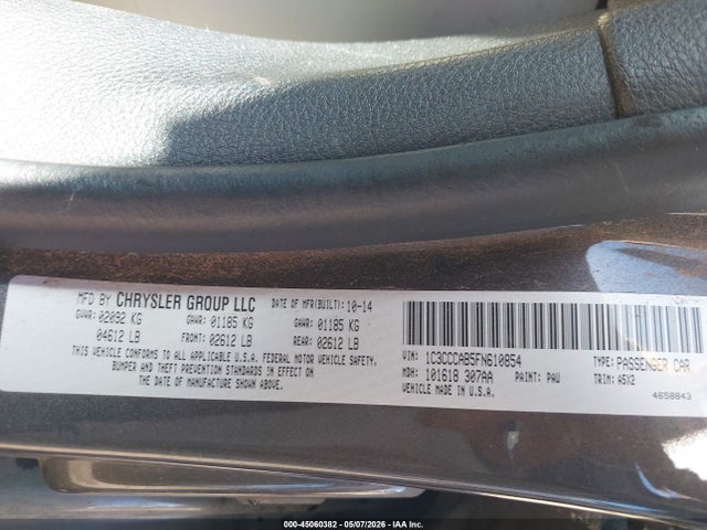 Aukcja sprzedaży 2015 Chrysler 200 Limited, vin: 1C3CCCAB5FN610854, numer aukcji: 45060382