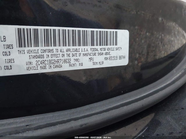 2017 Chrysler Pacifica Touring-l მანქანა იყიდება აუქციონზე, vin: 2C4RC1BG2HR710632, აუქციონის ნომერი: 45060390