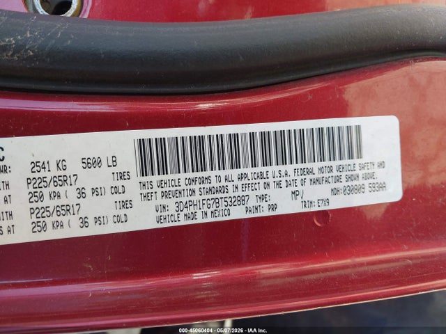 45060404 :رقم المزاد ، 3D4PH1FG7BT532887 vin ، 2011 Dodge Journey Mainstreet مزاد بيع