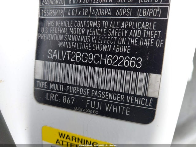 Aukcja sprzedaży 2012 Land Rover Range Rover Evoque Pure Plus, vin: SALVT2BG9CH622663, numer aukcji: 45060421