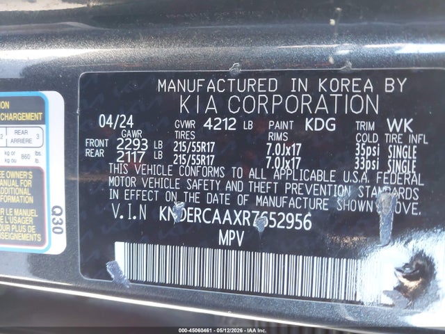 Aukcja sprzedaży 2024 Kia Seltos Ex, vin: KNDERCAAXR7652956, numer aukcji: 45060461