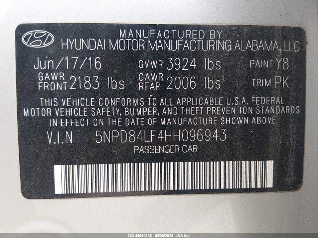 Продаж на аукціоні авто 2017 Hyundai Elantra Se, vin: 5NPD84LF4HH096943, номер лоту: 45060485