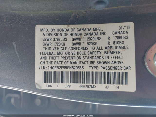 Honda Civic Ex-l 2015 2HGFB2F99FH520838 Image 15