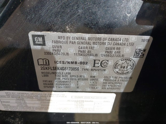 GMC Terrain Sle-1 2016 2GKFLSEK4G6173856 Image 9