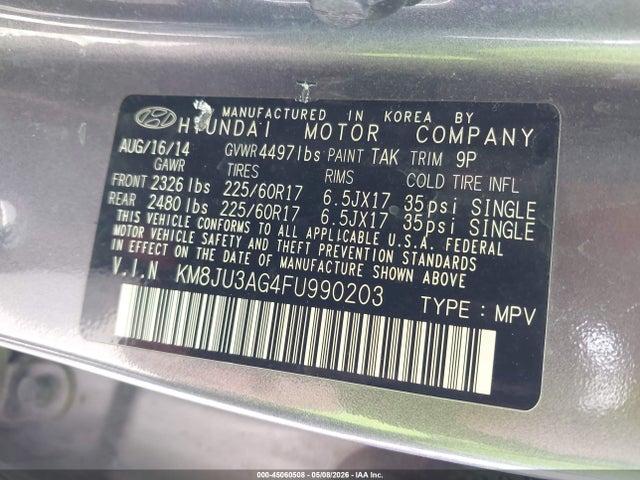 KM8JU3AG4FU990203 Hyundai TUCSON SE