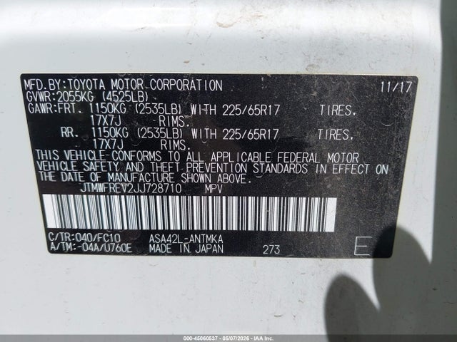JTMWFREV2JJ728710 Toyota Rav4 Xle
