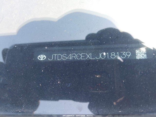 45060578 :رقم المزاد ، JTDS4RCEXLJ018139 vin ، 2020 Toyota Corolla Se مزاد بيع