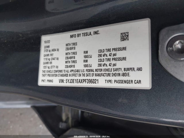 5YJ3E1EAXPF396021 Tesla Model 3 Rear-wheel Drive