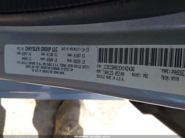 2014 Chrysler 200 Lx მანქანა იყიდება აუქციონზე, vin: 1C3CCBAB1EN142436, აუქციონის ნომერი: 45060626