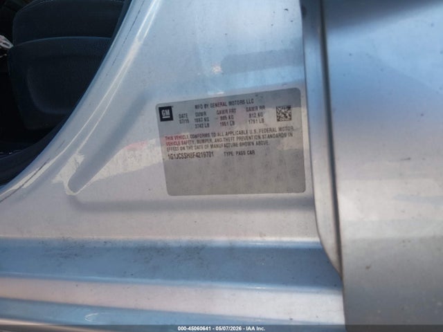 Продаж на аукціоні авто 2015 Chevrolet Sonic Lt Auto, vin: 1G1JC5SH8F4219701, номер лоту: 45060641