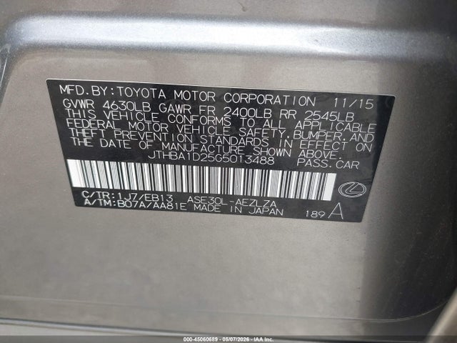Auction sale of the 2016 Lexus Is 200t, vin: JTHBA1D25G5013488, lot number: 45060689