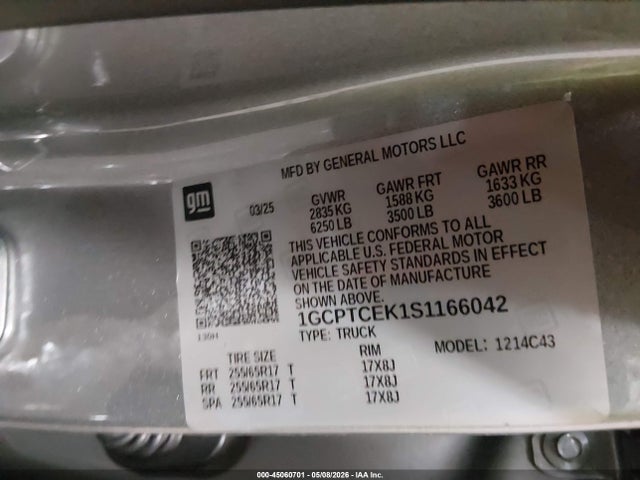 1GCPTCEK1S1166042 Chevrolet Colorado 4wd Lt