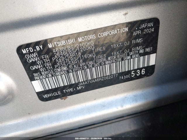 Mitsubishi Eclipse Cross Black Edition S-awc 2024 JA4ATVAA6RZ062277 Image 9