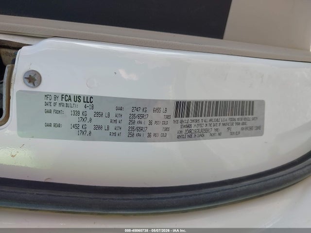 Продажа на аукционе авто 2018 Chrysler Pacifica Touring L, vin: 2C4RC1BG8JR292017, номер лота: 45060738