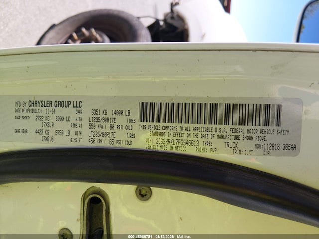45060781 :رقم المزاد ، 3C63RRKL7FG546613 vin ، 2015 Ram 3500 Longhorn مزاد بيع