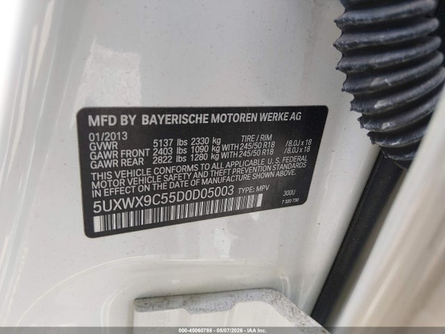 Продажа на аукционе авто 2013 Bmw X3 Xdrive28i, vin: 5UXWX9C55D0D05003, номер лота: 45060788