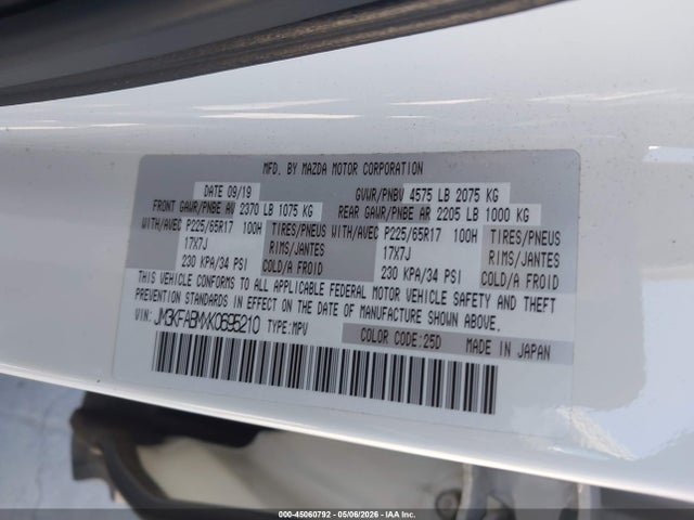 Aukcja sprzedaży 2019 Mazda Cx-5 Sport, vin: JM3KFABMXK0695210, numer aukcji: 45060792