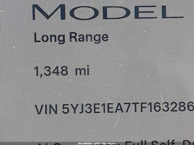 Продаж на аукціоні авто 2026 Tesla Model 3 Premium Rear-wheel Drive/rear-wheel Drive, vin: 5YJ3E1EA7TF163286, номер лоту: 45060803