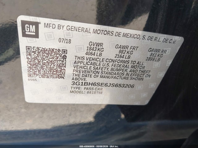 Chevrolet Cruze Lt Auto 2018 3G1BH6SE6JS653206 Image 9