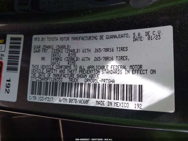Aukcja sprzedaży 2023 Toyota Tacoma Trd Off Road, vin: 3TYCZ5AN5PT128353, numer aukcji: 45060827