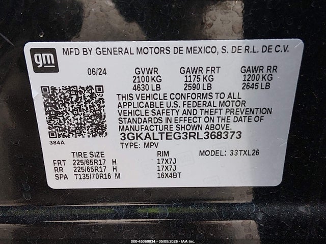3GKALTEG3RL368373 GMC Terrain Awd Sle