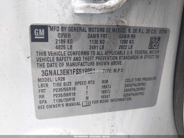 3GNAL3EK1FS519851 Chevrolet Captiva Sport Lt
