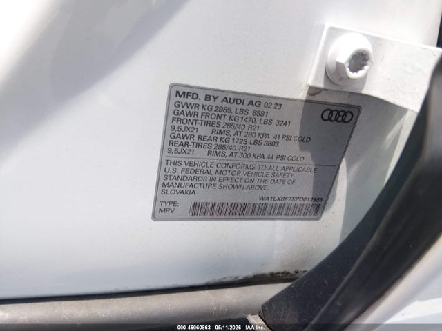 Aukcja sprzedaży 2023 Audi Q7 Premium Plus 55 Tfsi Quattro Tiptronic, vin: WA1LXBF7XPD012985, numer aukcji: 45060863