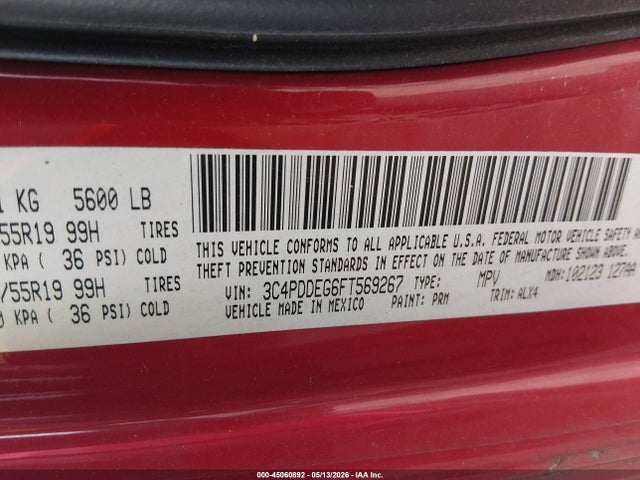 Продажа на аукционе авто 2015 Dodge Journey R/t, vin: 3C4PDDEG6FT569267, номер лота: 45060892