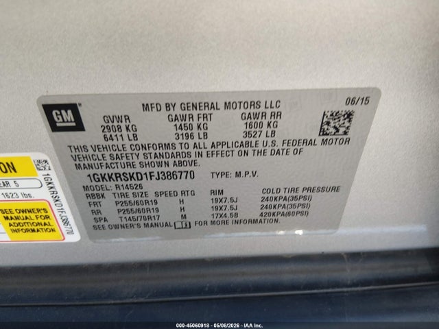 1GKKRSKD1FJ386770 GMC Acadia Slt-2