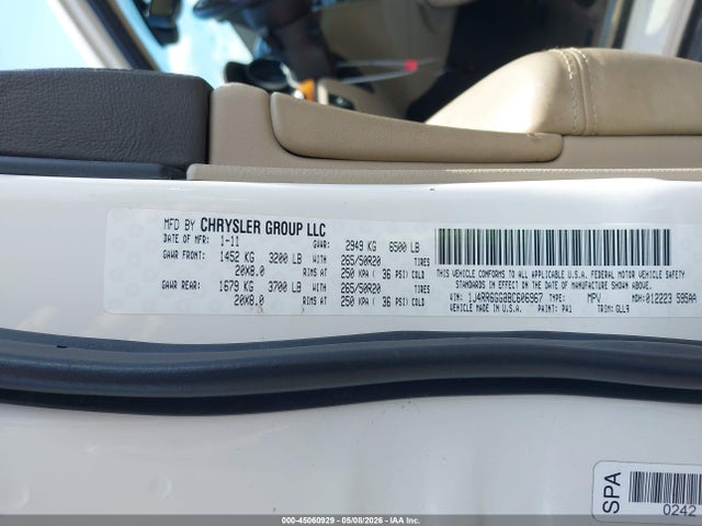 Aukcja sprzedaży 2011 Jeep Grand Cherokee Overland, vin: 1J4RR6GG8BC606967, numer aukcji: 45060929