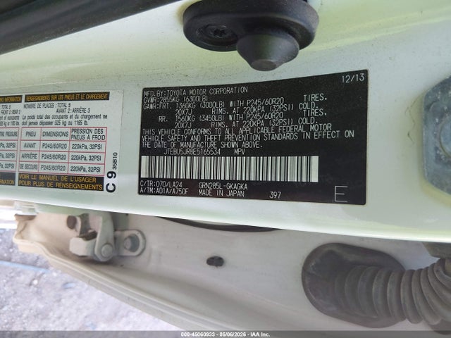 Aukcja sprzedaży 2014 Toyota 4runner Limited, vin: JTEBU5JR8E5165534, numer aukcji: 45060933