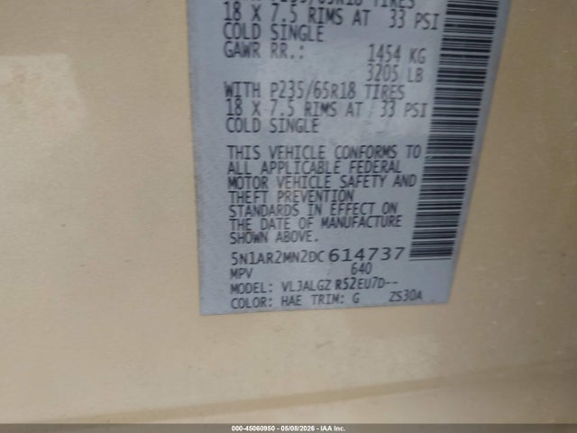 Aukcja sprzedaży 2013 Nissan Pathfinder Sl, vin: 5N1AR2MN2DC614737, numer aukcji: 45060950