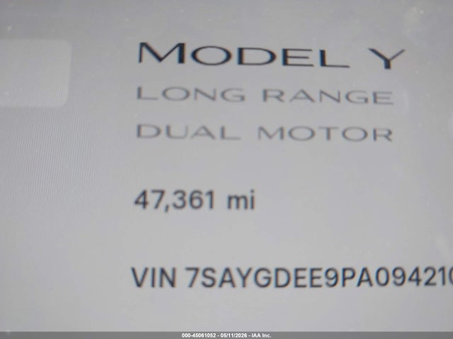 Auction sale of the 2023 Tesla Model Y Awd/long Range Dual Motor All-wheel Drive, vin: 7SAYGDEE9PA094210, lot number: 45061052