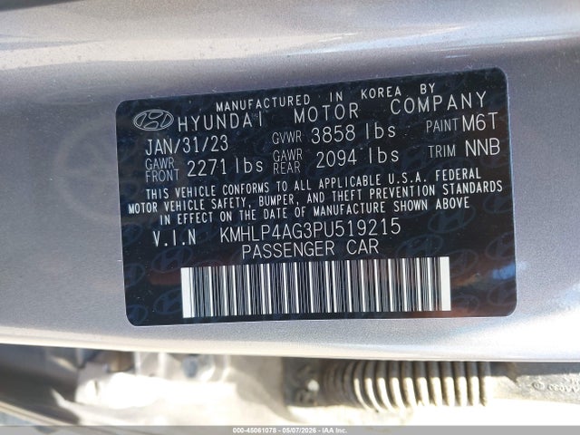 Hyundai Elantra Limited 2023 KMHLP4AG3PU519215 Image 9