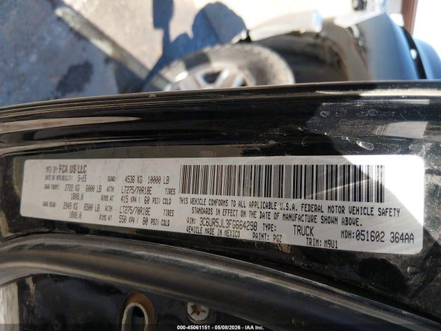 45061151 :رقم المزاد ، 3C6UR5JL3FG664298 vin ، 2015 Ram 2500 Slt مزاد بيع