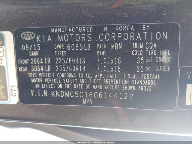 KIA Sedona Sx 2016 KNDMC5C16G6144122 Image 9
