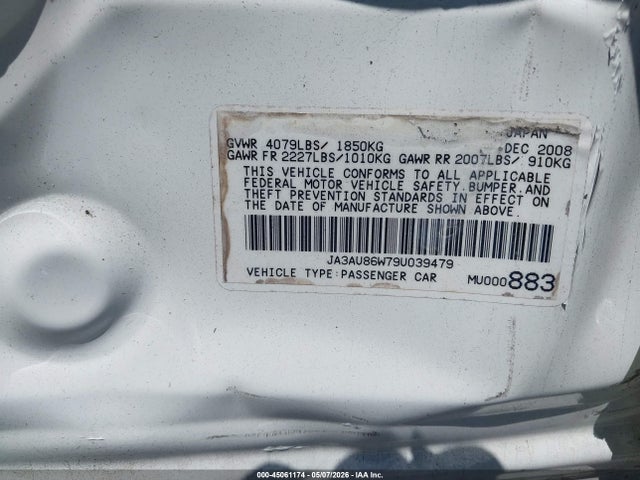 Aukcja sprzedaży 2009 Mitsubishi Lancer Gts, vin: JA3AU86W79U039479, numer aukcji: 45061174