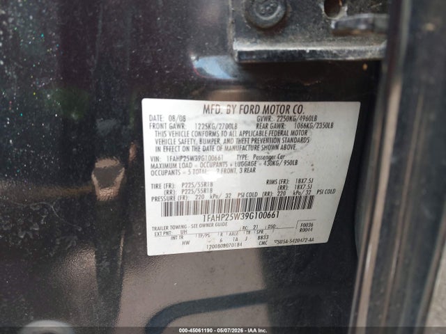 Aukcja sprzedaży 2009 Ford Taurus Limited, vin: 1FAHP25W39G100661, numer aukcji: 45061190