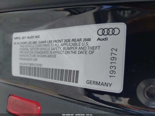 45061267 :رقم المزاد ، WAUFACF56RA120191 vin ، 2024 Audi A5 Sportback Premium Plus 45 Tfsi Quattro S Tronic مزاد بيع