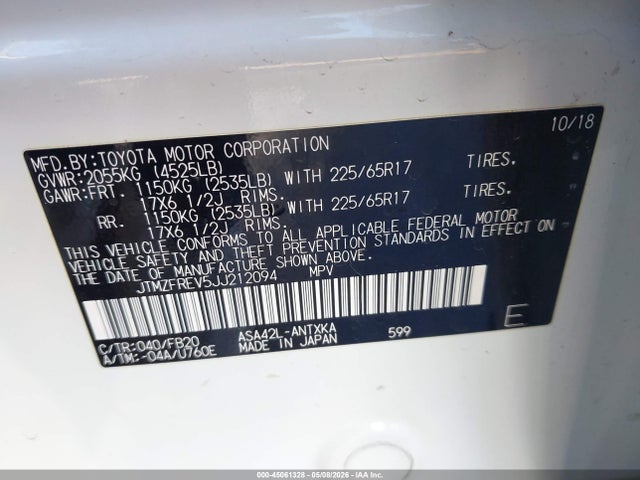 Toyota RAV4 LE 2018 JTMZFREV5JJ212094 Image 9
