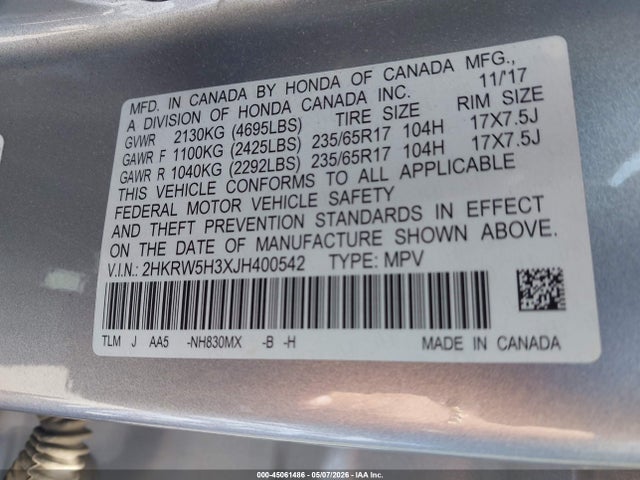 2HKRW5H3XJH400542 Honda CR-V LX