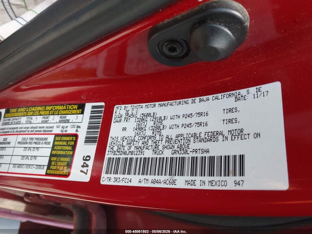 3TMBZ5DN0JM012391 Toyota Tacoma Sr5