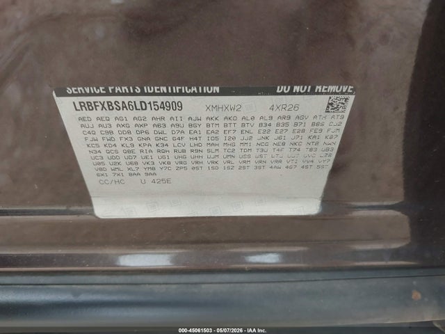 Продаж на аукціоні авто 2020 Buick Envision Fwd Preferred, vin: LRBFXBSA6LD154909, номер лоту: 45061503