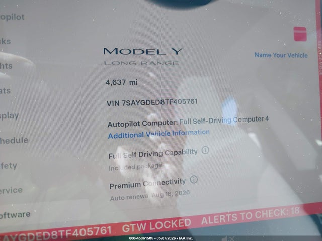 7SAYGDED8TF405761 Tesla Model Y Premium Rear-wheel Drive/standard Rear-wheel Drive